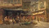 Anton Burger, THE SCHIRN IN FRANKFURT, Oil on canvas (relined)