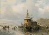 Carl Hilgers, WINTER LANDSCAPE WITH SKATERS