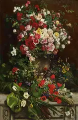 Charles Verlat, HOMMAGE TO THE QUEEN OF FLOWERS, Oil on canvas