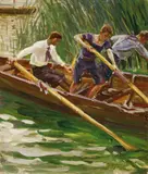 Wilhelm Trübner, THREE BOYS IN A BOAT, Oil on canvas
