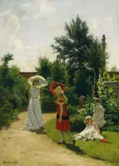 Anton von Werner, THE FAMILY OF THE ARTIST IN THE GARDEN OF THE VILLA NEAR WANNSEE, Oil on canvas (relined)
