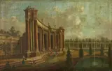 German School, probably 18th & 19th century, BAROQUE GARDEN WITH GALANT SCENE, Oil on canvas