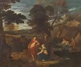 Italian School 17th century, LANDSCAPE WITH APOLLO AND THE CUMAEAN SIBYL