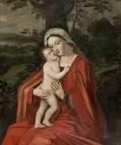 Netherlandish School, probably 17th centuy, THE VIRGIN WITH CHILD, Oil on canvas, mounted on hardboard and canvas