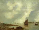 Netherlandish School 17th century, COASTAL LANDSCAPE WITH SAILING SHIP