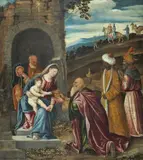 ADORATION OF THE MAGI by North Italian School second half 16th century, Oil on canvas (relined), sold Mar 2011