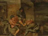 INTERIOR WITH A SURGERY by follower of Adriaen van Ostade, Oil on panel (parquetted), sold Mar 2011