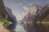 FJORD WITH STEAMER by Elisabeth Grüttefien-Kiekebusch, Oil on canvas, sold Mar 2011