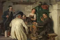 Josef Kinzel, IN THE TAVERN, Oil on panel
