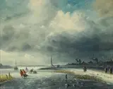 Albert Moerman, LANDSCAPE WITH CANAL IN THE WINTER, Oil on panel