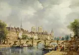 Peter Götz Pallmann, VIEW OF PARIS WITH NOTRE DAME, Oil on hardboard