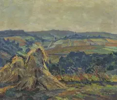 Erich von Perfall, LANDSCAPE WITH CORN MIT KORNGARBEN, Oil on canvas