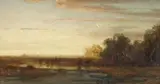 Eduard Schleich the Elder, LANDSCAPE NEAR MUNICH IN THE NIGHT, Oil on panel