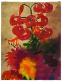 Emil Nolde, Rote Dahlien und Feuerlilie (Red Dahlias and Tiger Lily)