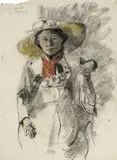 Lovis Corinth, Charlotte Corinth, Bernried, Charcoal drawing and pastel crayons on firm, lightly textured drawing paper