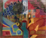 Ida Kerkovius, Figürliche Szene in Stadtlandschaft (Figural Scene in Cityscape)