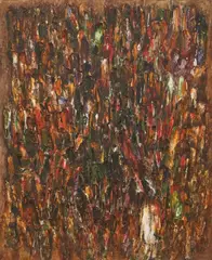 Gerhard Hoehme, Schrottplatz künftiger Katastrophen oder ein Feld verblühender Ereignisse (junk yard of future disasters or a field of withering events), Oil on canvas