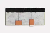 Stephen Buckley, By the Sea, Oil, canvas and wooden elements on 3-part canvas mounted together with metal hinges on the reverse, overall dimension approx