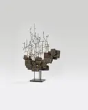 Harold Cousins, Untitled, Sculpture made of metal wire and metal elements, soldered, height approx. 67 cm, on black coloured