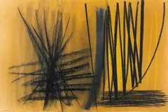 Untitled by Hans Hartung, Oil crayon, pastel and fixative on brownish BFK Rives cardboard, sold Dec 2010