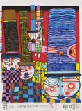 Friedensreich Hundertwasser, Die Hüte tragen die japanischen Kaiser (Tennos fly with hats)