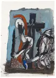 Markus Lüpertz, Untitled, Gouache and pencil on paper with irregular left margin approx