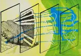 Sigmar Polke, Untitled (Mönchengladbach), Colour offset-ltihogaph worked over with black colour on thin cardboard