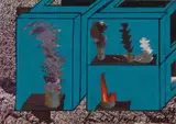 Dieter Roth, Untitled, Mixed media on colour postcard from Reykjavik