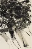 K.R.H. Sonderborg, Untitled (painting 10.12.59 20:16 - 20:41h), Oil tempera on linen structured photo cardboard on masonite