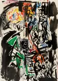 Emilio Vedova, Presenza Epola, Oiltempera, ink, opaque white and oil crayon on chamois coloured paper