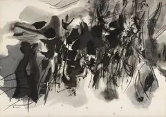 Conrad Westpfahl, Fortziehende Paukenschläge (parting drumbeats), Mixed media on paper