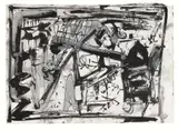 Emilio Vedova, Untitled, Ink, partially washed, on cardboard with torn upper margin approx