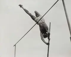 and Anonymous, UNTITLED (POLE VAULTER, OLYMPIC GAMES), Vintage gelatin silver print