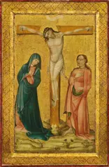 Styrian School, circa 1420, CRUCIFIXION, Oil on panel (parquetted)