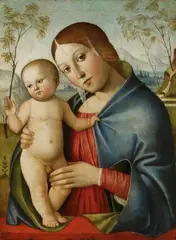 Giacomo Raibolini, MADONNA WITH CHILD, Oil on panel
