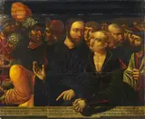 Hans Kemmer, CHRIST AND THE ADULTRESS, Oil on panel (mounted on another panel)