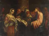 attributed to Dario Varotari the Elder, CHRIST AND THE ADULTRESS, Oil on canvas