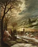 Kerstiaen de Keuninck, WINTER LANDSCAPE, Oil on canvas (relined)