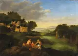 LANDSCAPE WITH NYMPHS by Cornelis van Poelenburgh, Oil on panel, sold Nov 2010