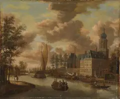 attributed to Jacobus Storck, NIJENRODE CASTLE IN BREUKELEN AT THE RIVER VECHT, Oil on canvas (relined)