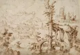 LANDSCAPE WITH STUDIES OF RUINS AND BUILDINGS by Netherlandish School, 16th & 17th Century, Pen and brown ink, sold Nov 2010