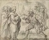 Flemish School Early 17th century, HEALING THE SERVANT OF THE CENTURION OF CAPERNAUM, Pen and black ink, brush and grey ink