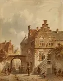 Petrus Gerardus Vertin, DUTCH TOWN, Watercolour on paper, mounted on cardboard