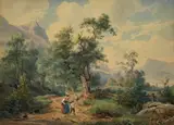 Carl Hummel, WOODED LANDSCAPE WITH FIGURAL STAFFAGE