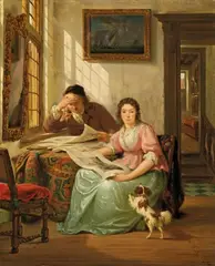 Abraham van Stry the Elder, INTERIEUR WITH ART COLLECTOR AND HIS WIFE, Oil on panel