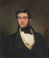 Ferdinand von Rayski, PORTRAIT OF A YOUNG MAN WITH YELLOW WAISTCOAT, Oil on canvas, mounted on hardboard