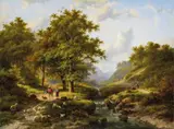 Eugène Verboeckhoven, RIVER LANDSCAPE WITH A FLOCK OF SHEEP