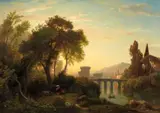 Johann Wilhelm Schirmer, ITALIAN LANDSCAPE, Oil on canvas (relined)
