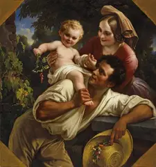 Carl Joseph Begas, THE WINEMAKER´S FAMILY, Oil on canvas (relined)