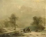 Carl Hilgers, WINTERLANDSCAPE WITH HUNTSMEN